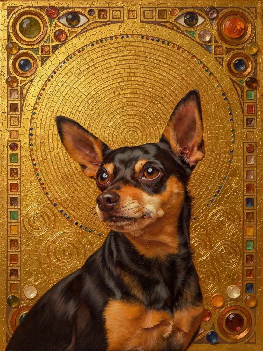 Gilded portrait of a dog